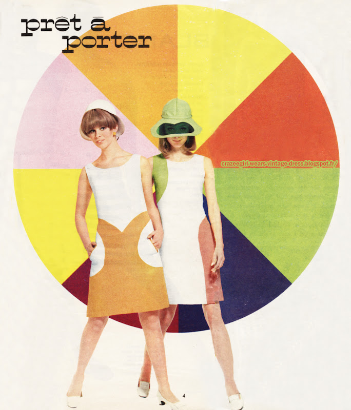 Dress and coat , color block, 1966 Lucien Leman monique dofny 60s 1960 mod colorblock