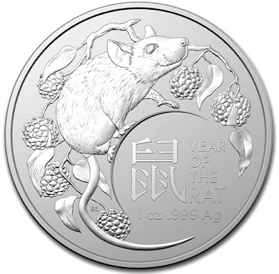 Серебряная монета 2020 год крысы Австралийского королевского монетного двора