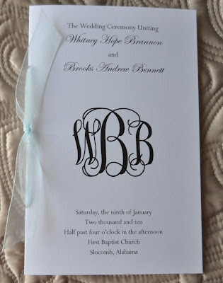Layout Leslie Wedding Program Ink Color Black Paper White Linen Cover 