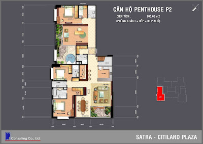 Căn hộ Satra Citiland Plaza loại Penthouse 2 206,65m2