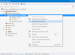 Python for Visual Studio - No Module Named 'Bottle'