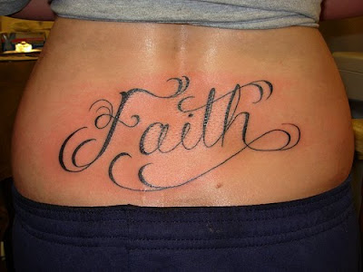 good FAITH CURSIVE TATTOOS for lower back girls