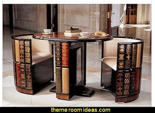 Nettlestone Library Ensemble  book themed decor - Bibliophiles decor - Book themed furnishings - home decor for book lovers - book themed bedroom -  Stacked Books decor -  Stacked Books furniture - bookworm decor -  book boxes - library furniture - formal study furniture - antique book decor -