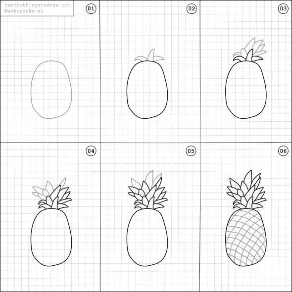 Learn to draw pineapple for kids