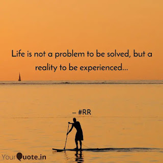 Life is not a problem to be solved, but reality to experience
