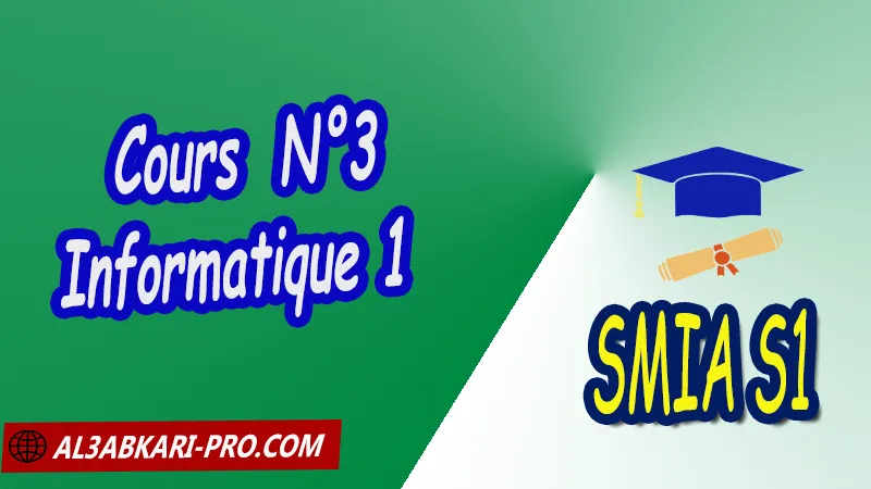 Cours 3 Introduction à l'informatique, SMIA S1 PDF Informatique 1: Introduction à l'informatique SMIA S1 Introduction à l’algorithmique Sciences Mathématiques et Applications Semestre 1 SMIA S1 smia Premier semestre Cours de Informatique ( Introduction à l'informatique ) Résumé cours de Informatique ( Introduction à l'informatique ) Exercices corrigés de Informatique ( Introduction à l'informatique ) Série d'exercices corrigés de Informatique ( Introduction à l'informatique ) Contrôle corrigé de Informatique ( Introduction à l'informatique ) Examens corrigés de Informatique ( Introduction à l'informatique ) Travaux dirigés td de Informatique ( Introduction à l'informatique ) Modules de Semestre 1 Sciences Mathématiques et Applications Faculté Science Université Faculté des Sciences Facultés des sciences et Techniques