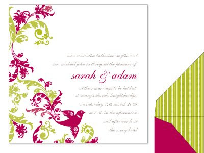 With a hot pink magenta envelope and printed on 100 Cotton tree free paper