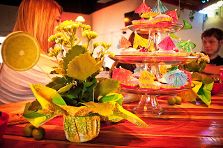 Tropical flower arrangements from Kroger - True Blue Style Event Planning