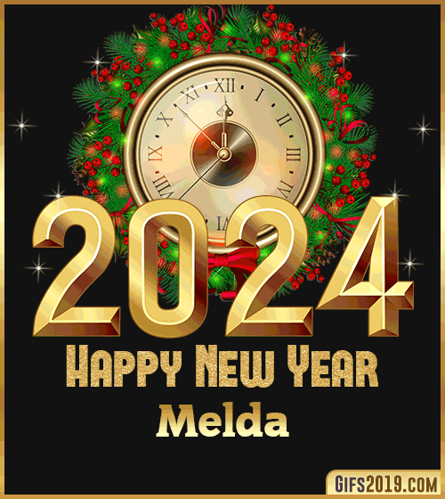 Gif wishes Happy New Year 2024 Melda