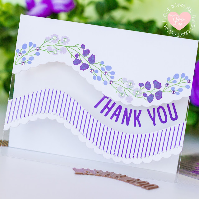 Glimmer Hot Foil Kit of the Month,  Spellbinders, Around the Bend, Curved Glimmer Border and Sentiments, Card Making, Stamping, Die Cutting, handmade card, ilovedoingallthingscrafty, Stamps, how to, Birthday Card, Thank you