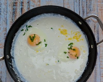 Eggs Poached in Milk ♥ KitchenParade.com. What to make for someone who's feeling sick.