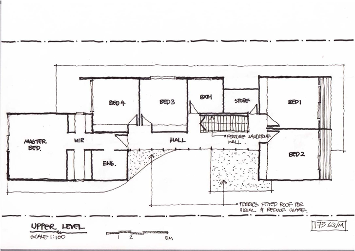 Upper floor plan of Beautiful Box House by Zouk Architects
