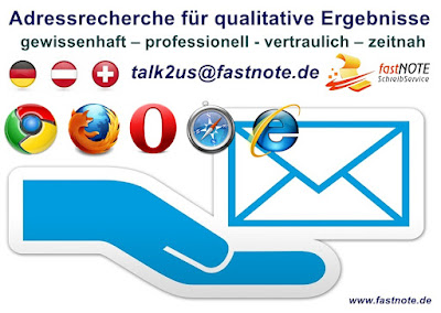 Adressrecherche für qualitative Ergebnisse IHR Schreibbüro D A CH