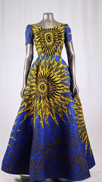 Blue And Gold African Print Dress.