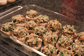 Stuffed mushrooms with sausage, pork, and spinach