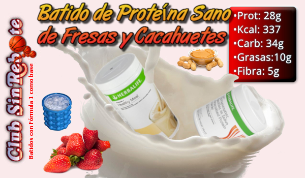 imagen de portada en mi Blog - Recetario de Batidos Herbalife con los Ingredientes del Batido de Proteína Sano de Fresas y Cacahuetes.