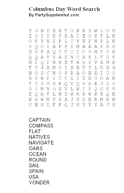 All of these  Columbus day word search games are printable, so you can print them out to play later.