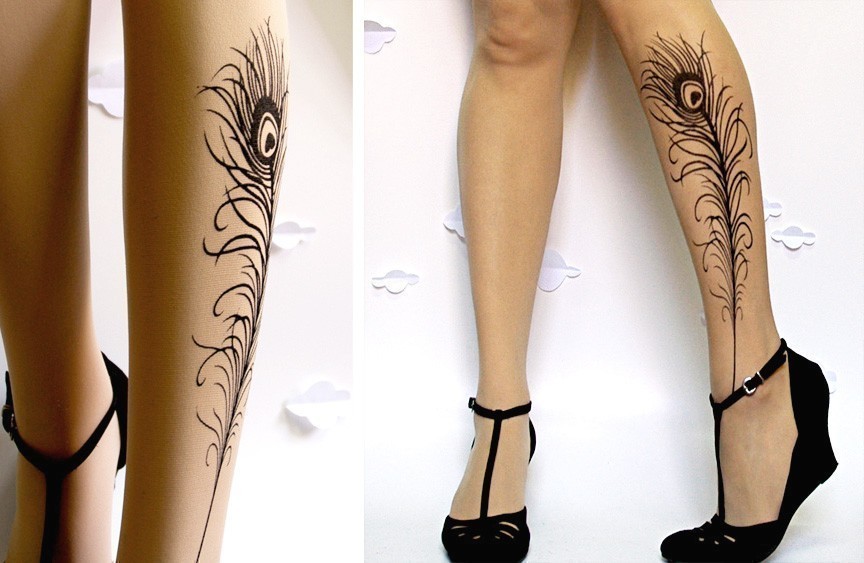 Accessories: Peacock Feather Tattoo Tights. Leggings are soooo last season.