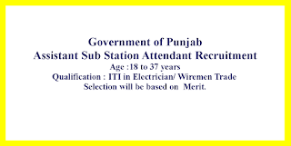 Assistant Sub Station Attendant Recruitment - Government of Punjab