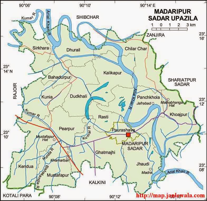 madaripur sadar upazila map of bangladesh