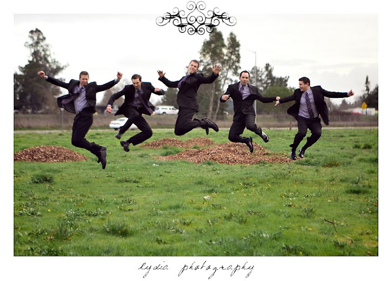 Groomsmen jumping for a picture in Santa Rosa California