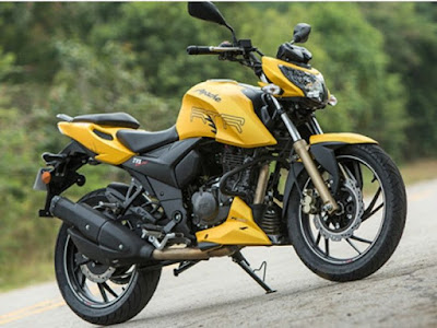 TVS Apache RTR 200 4V side profile yellow pics