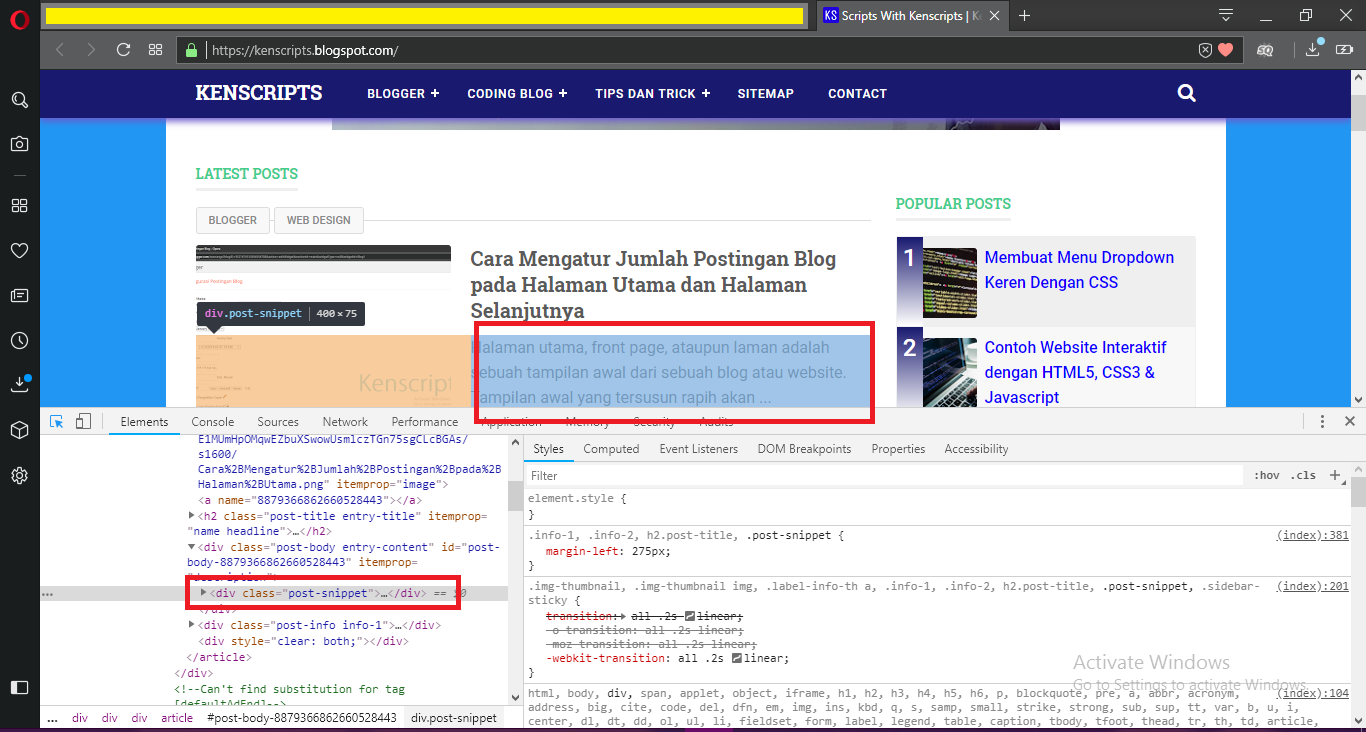 3 Cara menghilangkan Summary, Descripsi pada Postingan Blog | Kenscripts