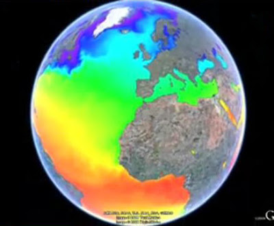 Google Oceans - Google Earth 5.0 - water temperature