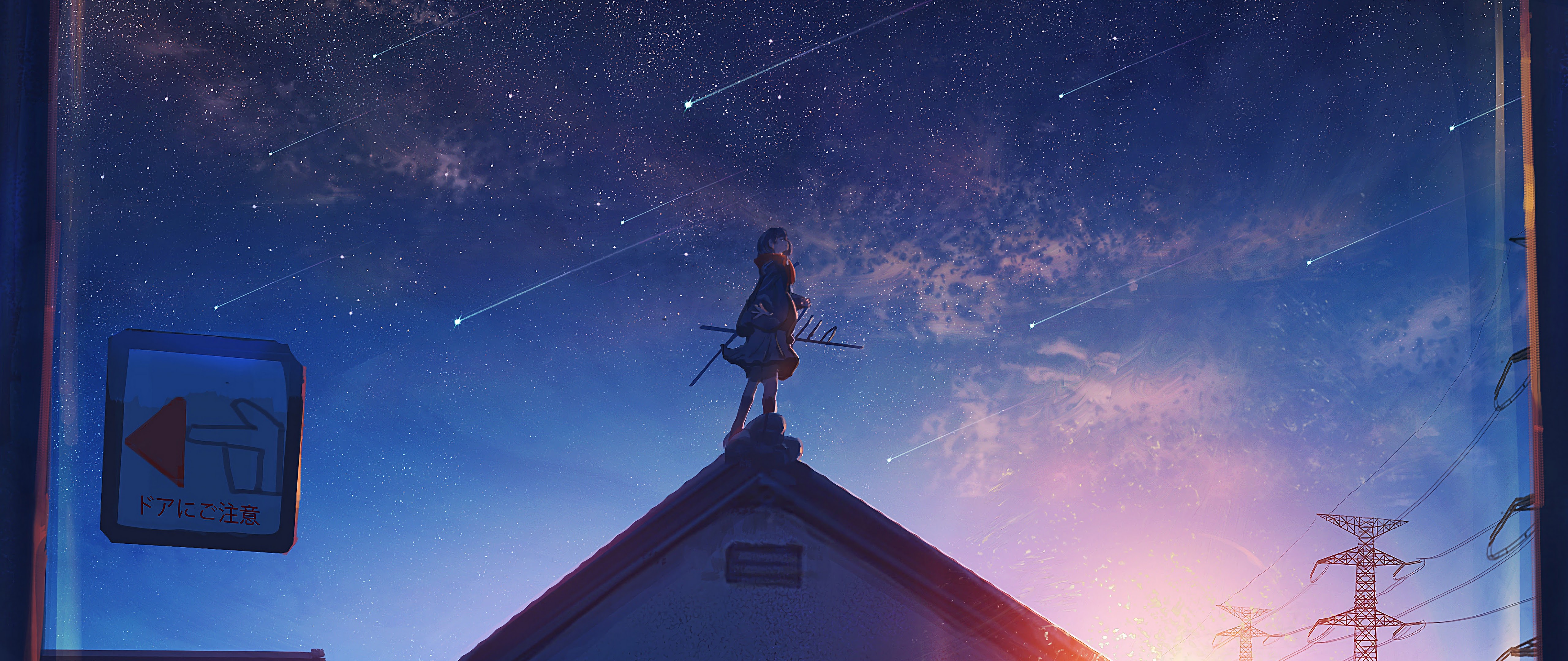 Anime Sunrise Comet Stars 4k Wallpaper 1