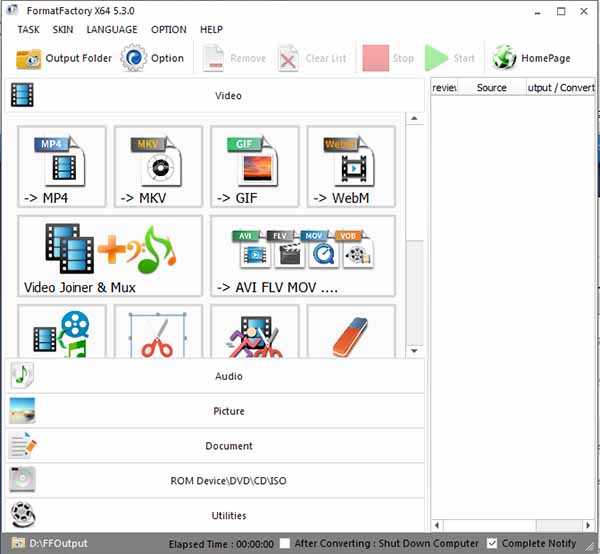 Format Factory Portable dùng ngay không cần cài đặt a Format Factory Portable dùng ngay không cần cài đặt