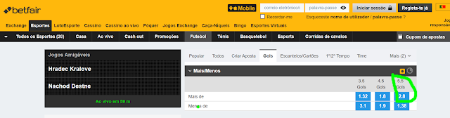 Captura de tela de Betfair