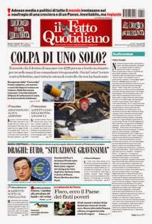 Il Fatto Quotidiano del 17 Gennaio 2012 | ISSN 2037-089X | TRUE PDF | Quotidiano | Cronaca | Politica
Il quotidiano è edito dal 23 settembre 2009. L'uscita del giornale è stata preceduta da una lunga fase preparatoria iniziata il 28 maggio 2009 con l'annuncio del nuovo quotidiano dato sul blog voglioscendere.it da Marco Travaglio.
Il nome della testata è stato scelto in memoria del giornalista Enzo Biagi, conduttore del programma televisivo Il Fatto, mentre il logo del bambino con il megafono si ispira al quotidiano La Voce, in omaggio al suo fondatore Indro Montanelli.
L'editore ha manifestato la volontà di rinunciare ai fondi del finanziamento pubblico per l'editoria e di sovvenzionarsi soltanto con i proventi della pubblicità e delle vendite, e di usufruire solo delle tariffe postali agevolate per i prodotti editoriali sino alla loro abrogazione nell'aprile 2010.