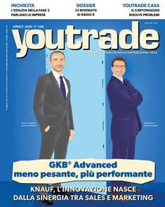 YouTrade. Tendenze e attualità della distribuzione edile 108 - Aprile 2020 | CBR 96 dpi | Mensile | Professionisti | Edilizia | Distribuzione
L’obiettivo è di offrire agli operatori le informazioni per capire e interpretare il mondo dell’edilizia e delle costruzioni. Quindi oggi le esperienze si interfacciano fornendo news complementari per coinvolgere a 360 gradi tutti gli operatori della filiera del settore.
Esperienza, conoscenza e passione sono i punti di forza dello staff di YouTrade, già pronto con nuove iniziative nel cassetto per affrontare le nuove sfide che il mercato di oggi impone.