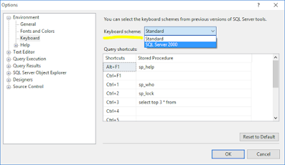 SSMS keyboard shortcut scheme dialog