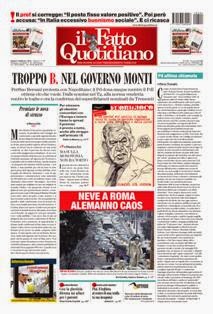 Il Fatto Quotidiano del 4 Febbraio 2012 | ISSN 2037-089X | TRUE PDF | Quotidiano | Cronaca | Politica
Il quotidiano è edito dal 23 settembre 2009. L'uscita del giornale è stata preceduta da una lunga fase preparatoria iniziata il 28 maggio 2009 con l'annuncio del nuovo quotidiano dato sul blog voglioscendere.it da Marco Travaglio.
Il nome della testata è stato scelto in memoria del giornalista Enzo Biagi, conduttore del programma televisivo Il Fatto, mentre il logo del bambino con il megafono si ispira al quotidiano La Voce, in omaggio al suo fondatore Indro Montanelli.
L'editore ha manifestato la volontà di rinunciare ai fondi del finanziamento pubblico per l'editoria e di sovvenzionarsi soltanto con i proventi della pubblicità e delle vendite, e di usufruire solo delle tariffe postali agevolate per i prodotti editoriali sino alla loro abrogazione nell'aprile 2010.