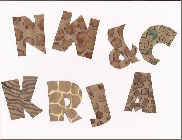 Xmas initials painted & cut out