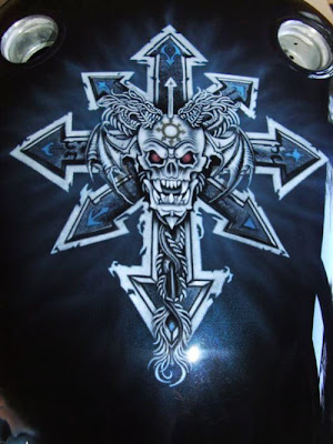 Airbrush Dragon Skull Art on Tank