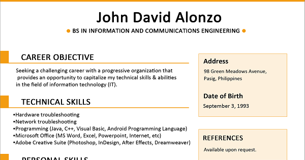 Contoh Visual Resume - Contoh 0108