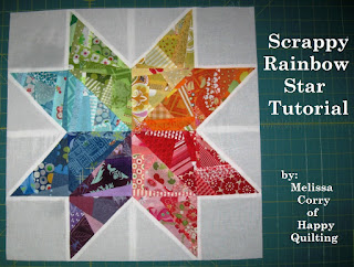 http://www.happyquiltingmelissa.com/2012/12/scrappy-rainbow-star-tutorial.html