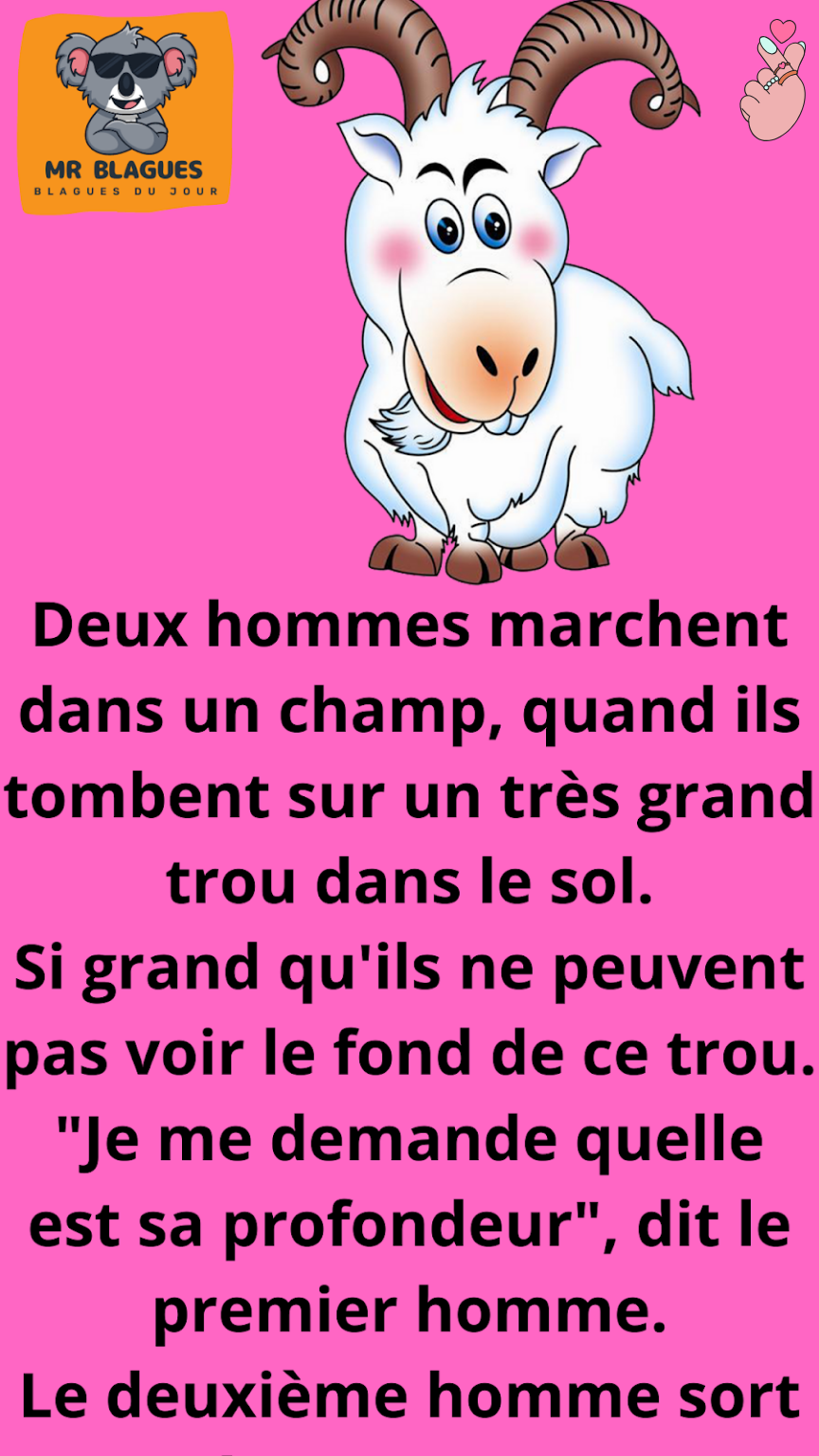 Deux hommes marchent dans un champ, quand ils rencontrent un très grand trou dans le sol.