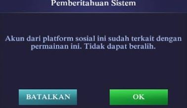 tidak bisa ganti akun mobile legends