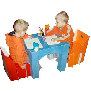 Image: Childrens Furniture: Children's Table and Chair Set | Made of extra strong coated cardboard