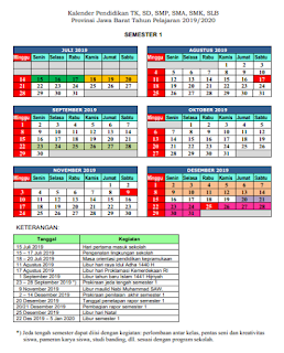 Kalender Pendidikan Jawa Barat Tahun Pelajaran 2019/2020