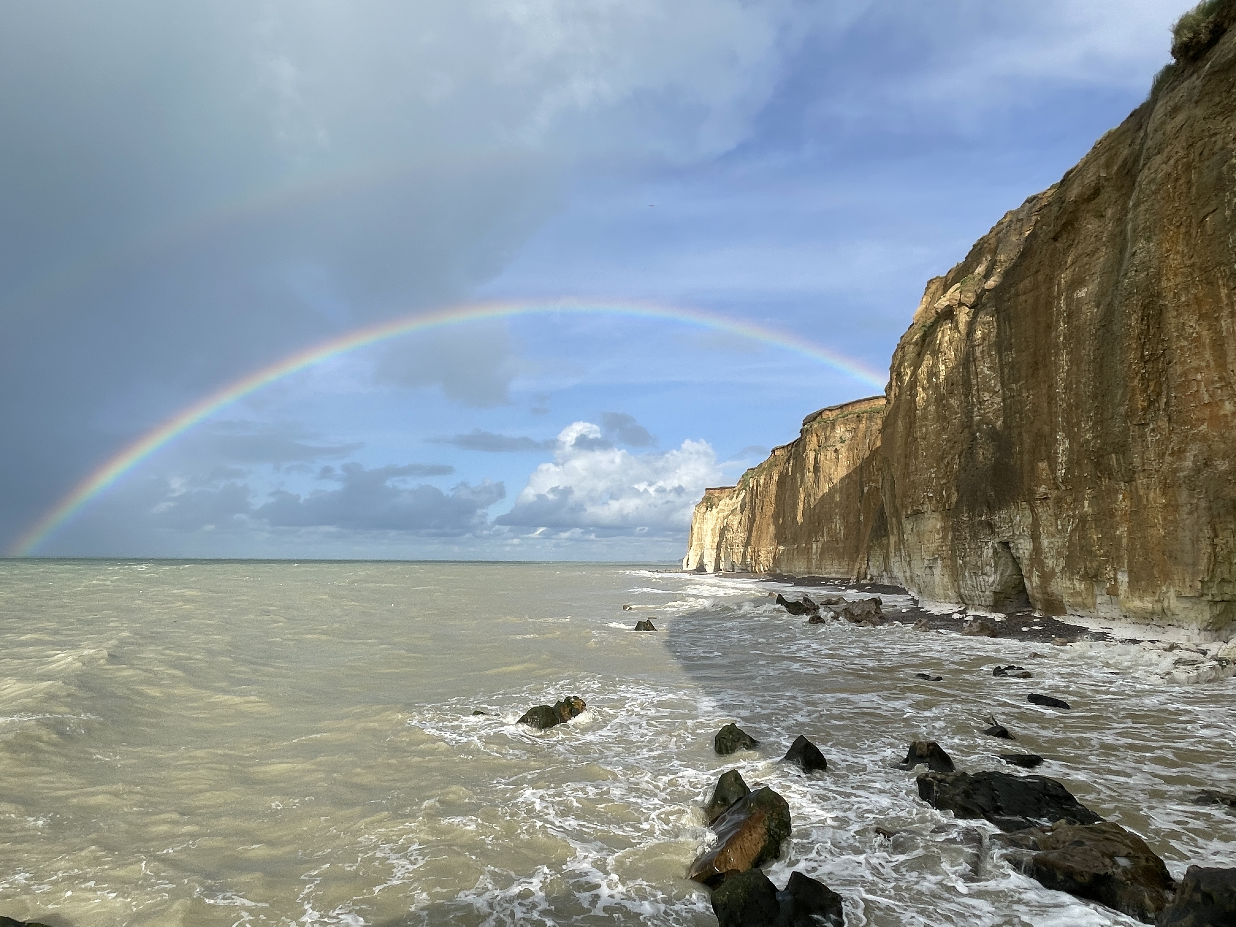 Meer Klippen Regenbogen in Sotteville sur Mer