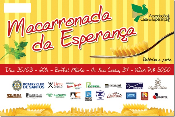 convite macarronada da esperança