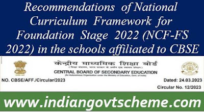 Recommendations  of National  Curriculum  Framework  for  Foundation  Stage