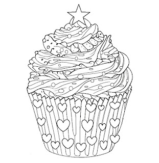 cupcake hearts stars cicles coloring page