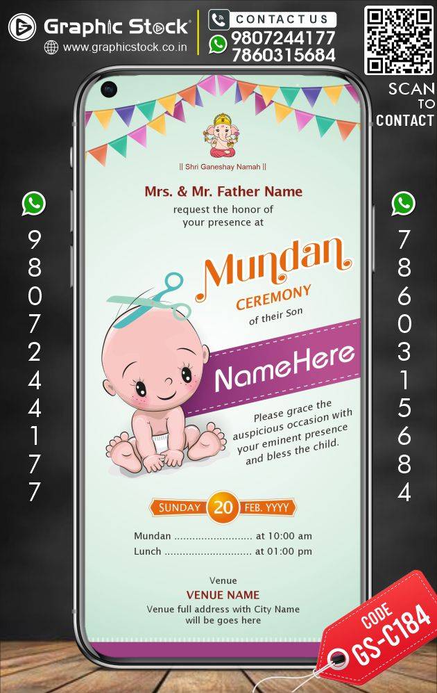 Mundan Ceremony Card Online - Create at Graphic Stock Ecard Maker