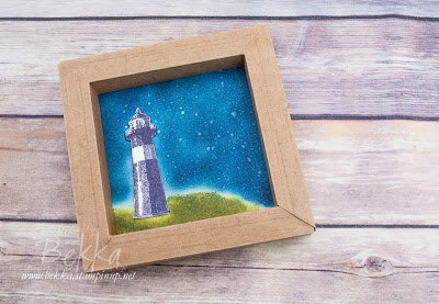 Nighttime Lighthouse Box Frame made with Stampin' Up! UK Supplies