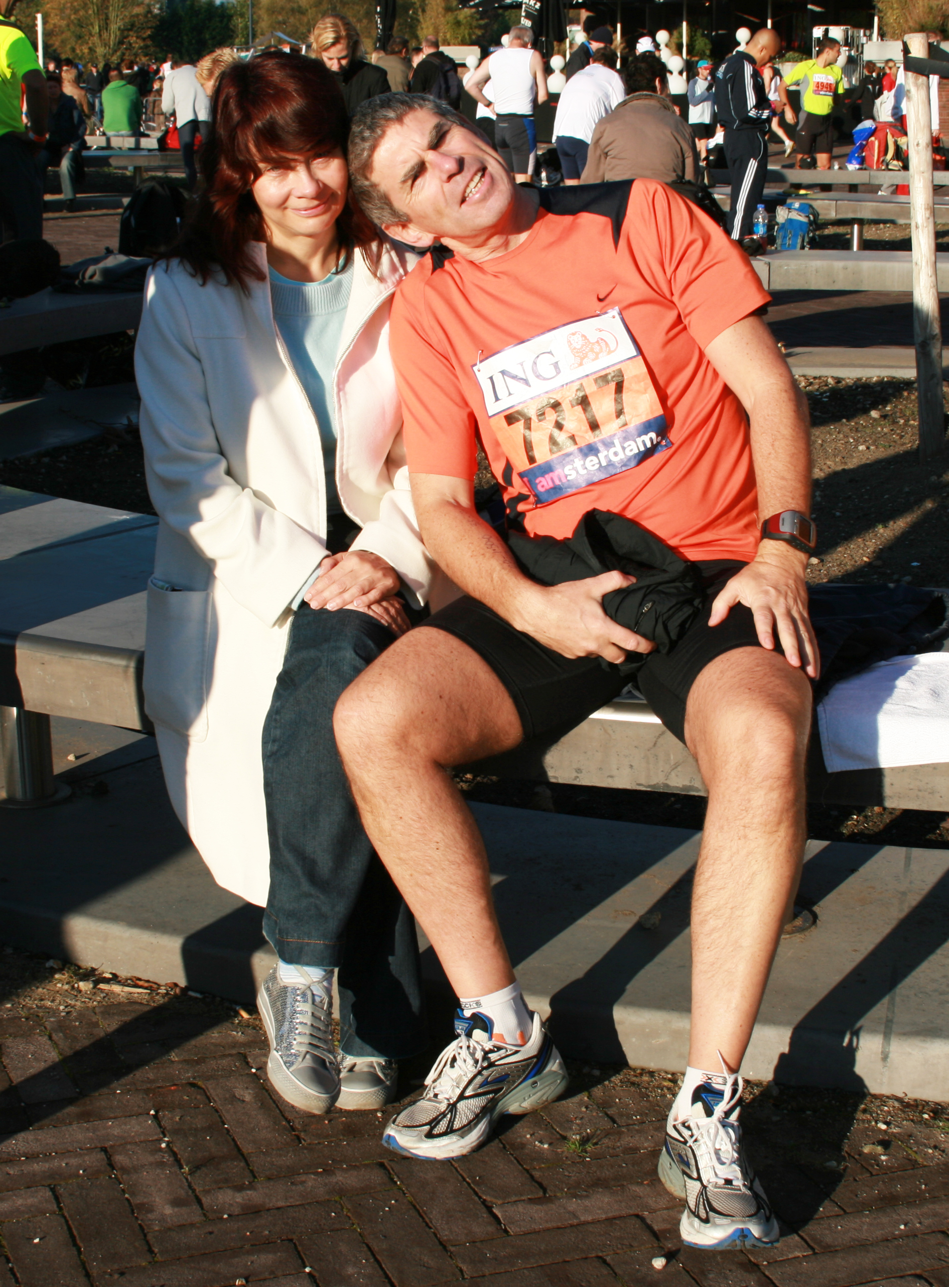 Is This Mutton blogger Gail Hanlon with husband J after he ran the Amsterdam Marathon in 2007